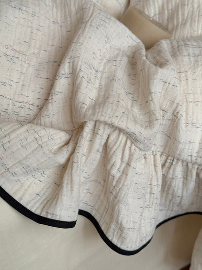 Ivory Black Piped Ruffle Cotton Muslin Comforter original reference image 8