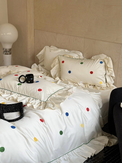 Ivory Color Dot Ruffle Cotton Sateen Comforter original reference image 4