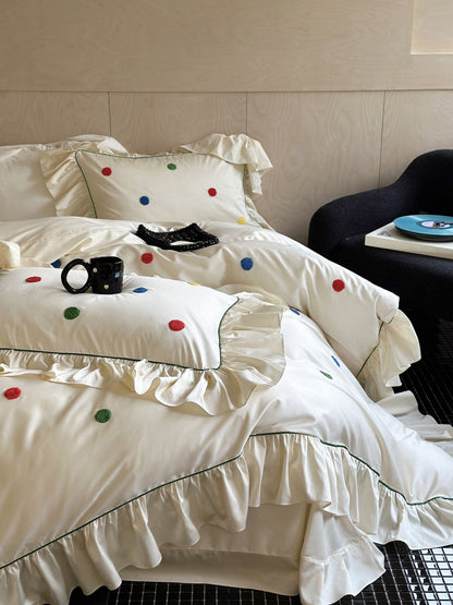 Ivory Color Dot Ruffle Cotton Sateen Comforter original reference image 5