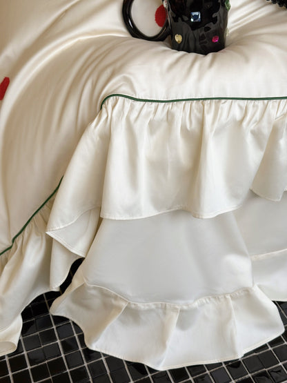 Ivory Color Dot Ruffle Cotton Sateen Comforter original reference image 8