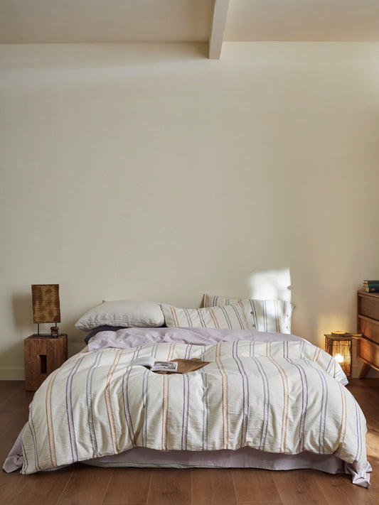 Lavender Meadow Stripe Cotton Jacquard Comforter original reference image 1