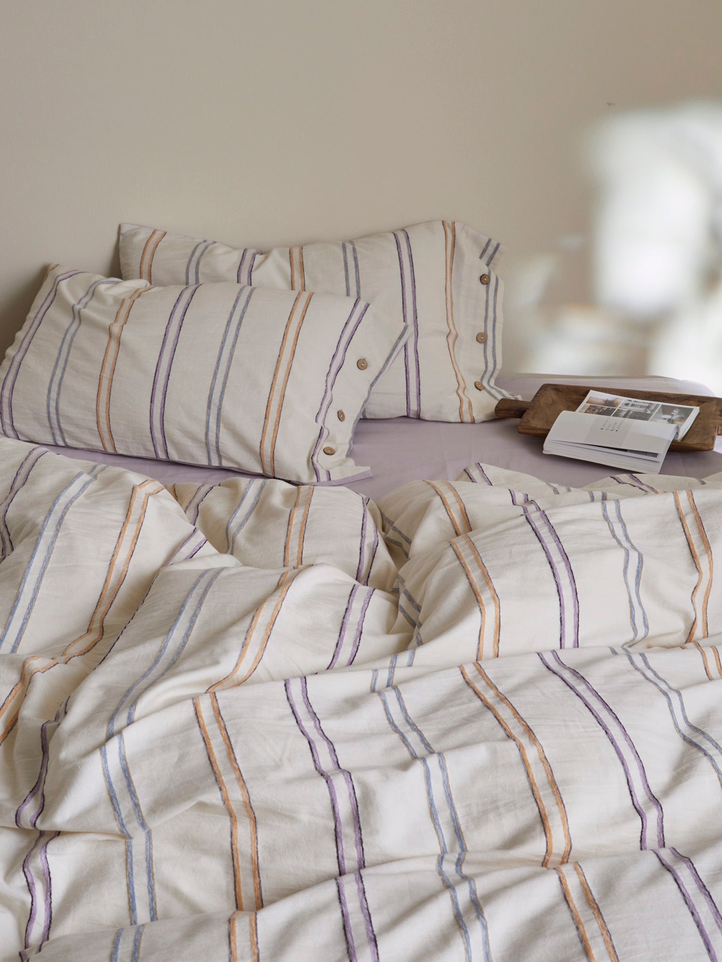 Lavender Meadow Stripe Cotton Jacquard Comforter original reference image 3