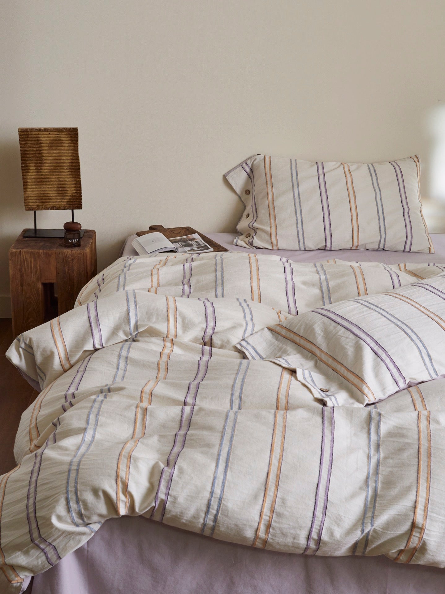 Lavender Meadow Stripe Cotton Jacquard Comforter original reference image 6