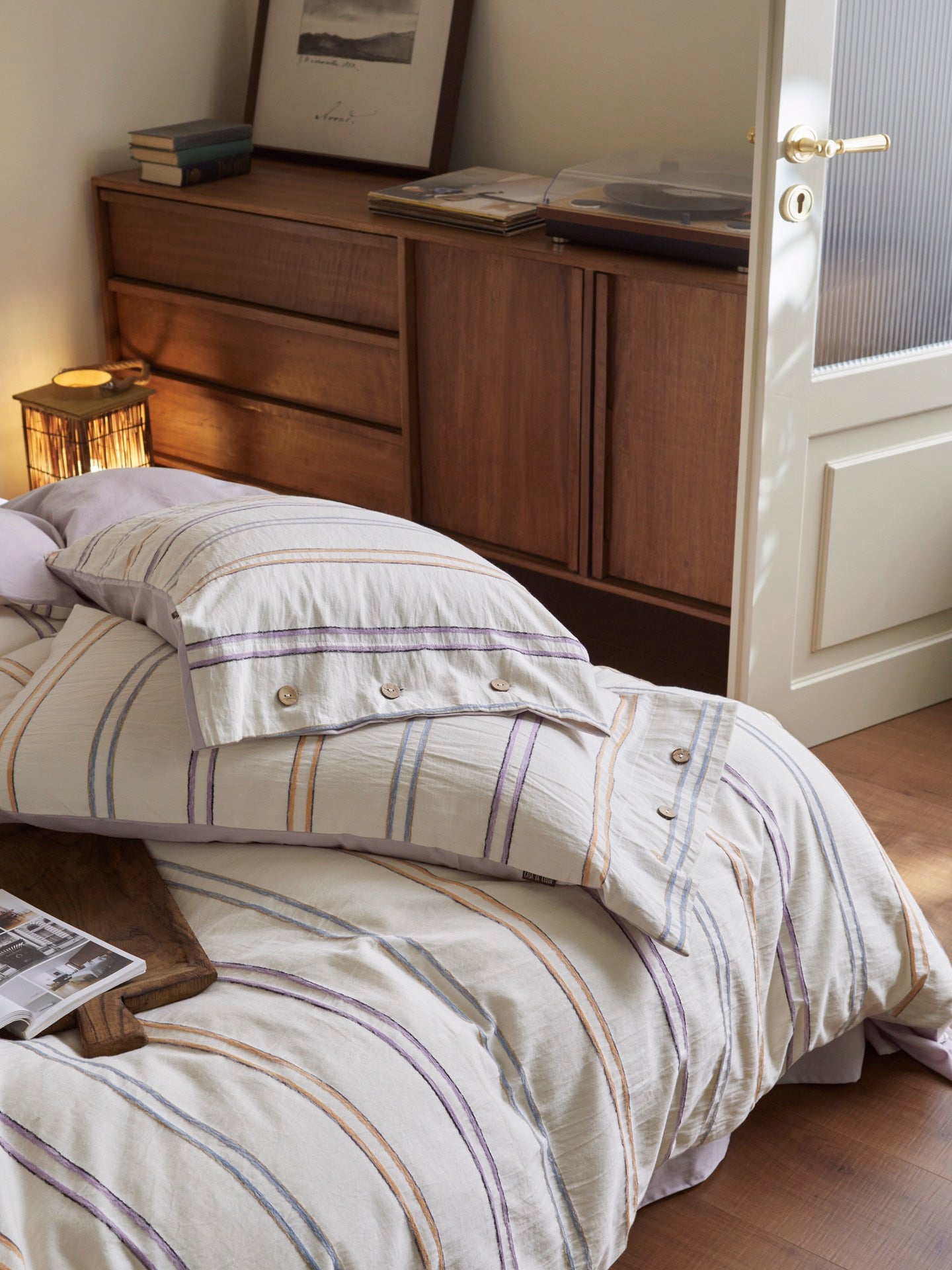 Lavender Meadow Stripe Cotton Jacquard Comforter original reference image 9