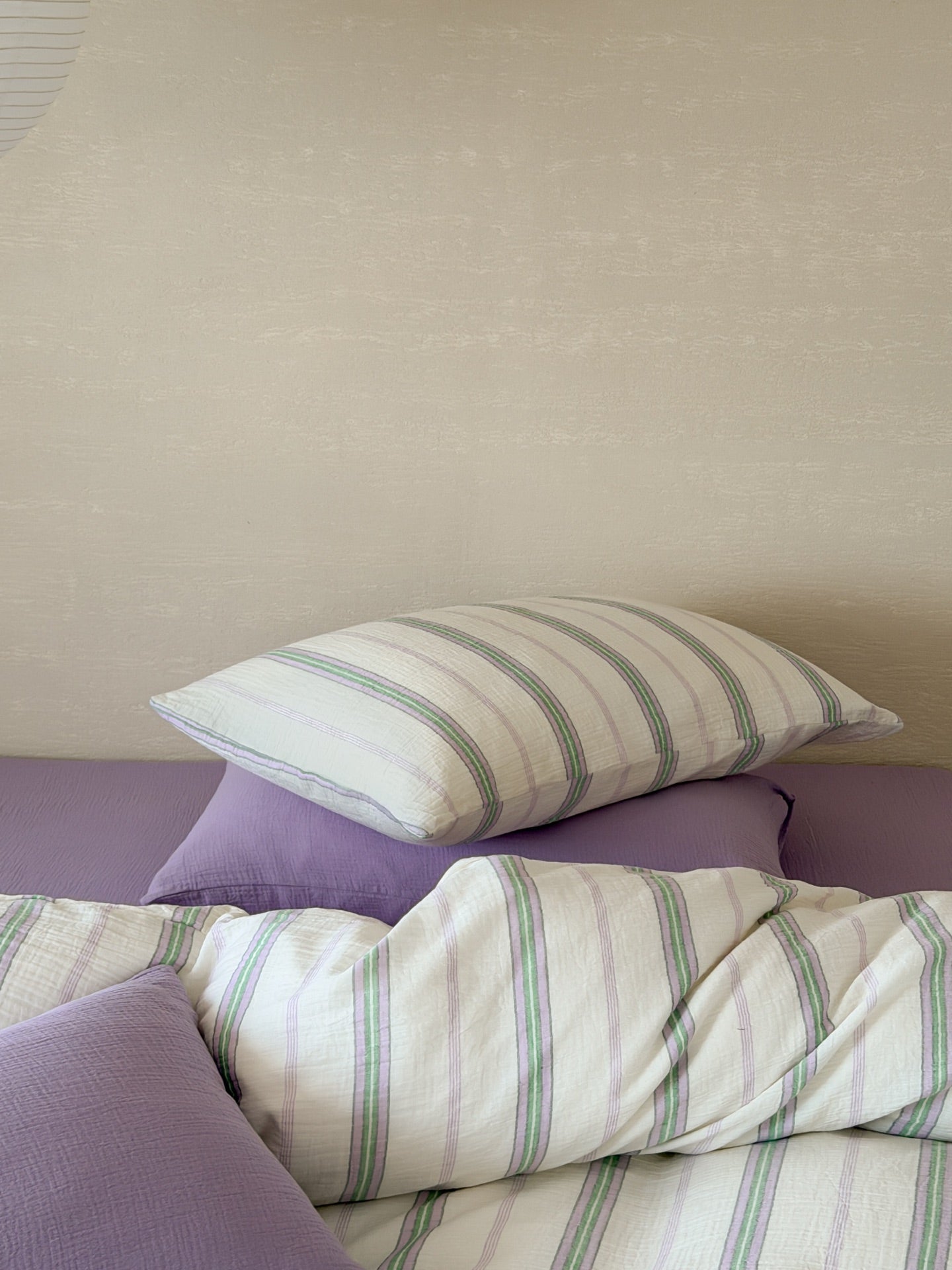 Lavender Meadow Stripe Cotton Muslin Comforter original reference image 5
