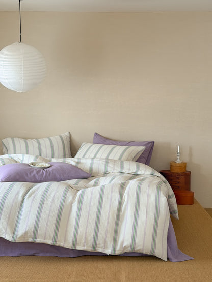 Lavender Meadow Stripe Cotton Muslin Comforter original reference image 6