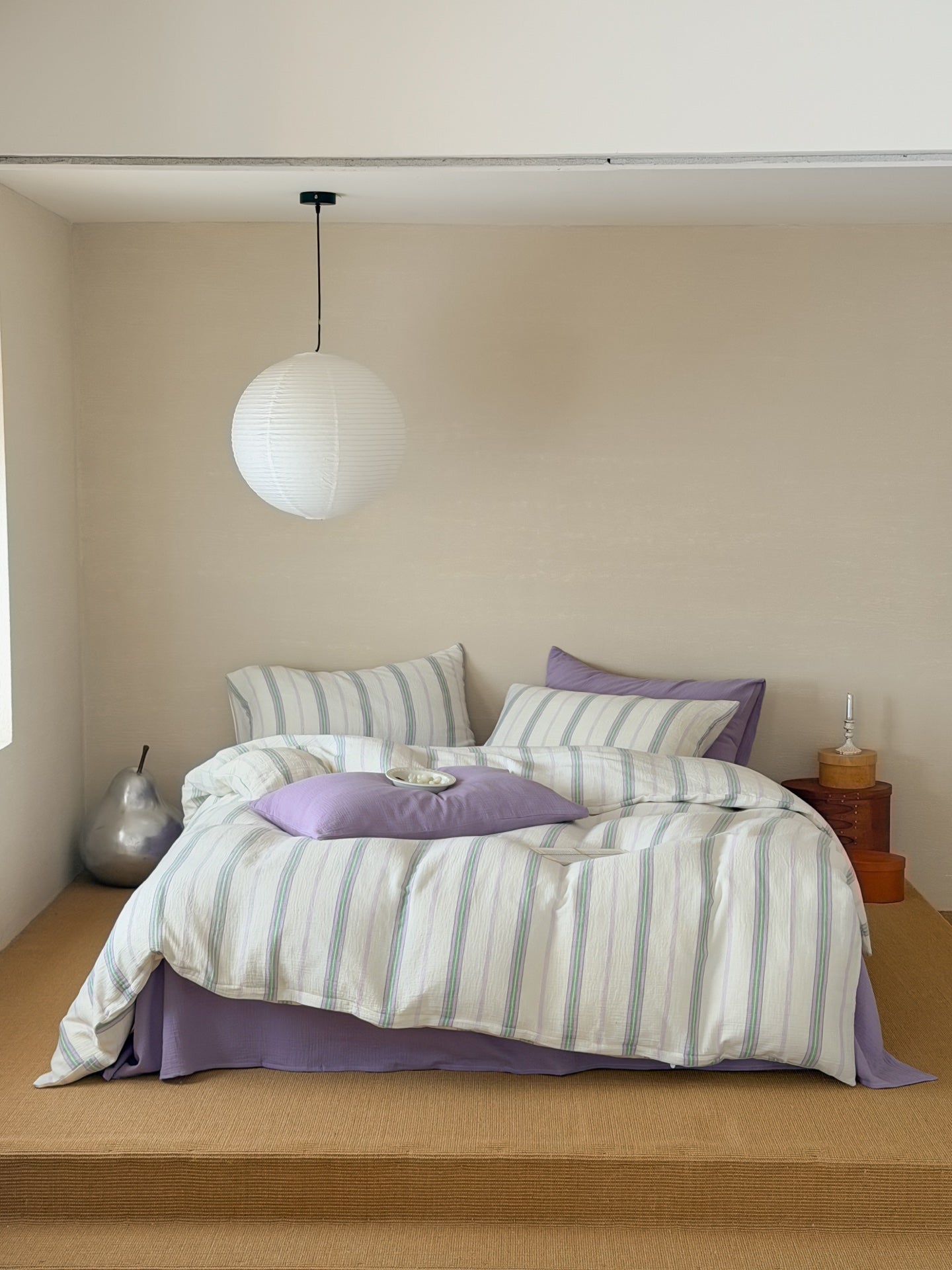 Lavender Meadow Stripe Cotton Muslin Comforter original reference image 7