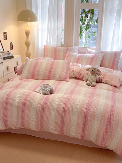Loom Waffle Stripe Cotton Duvet Cover original reference image 5