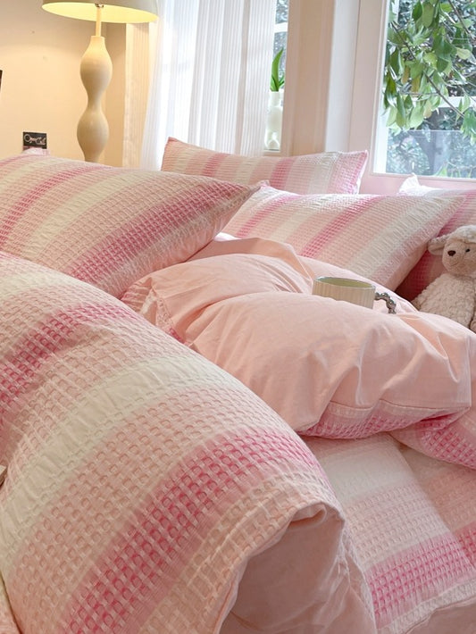 Loom Waffle Stripe Cotton Duvet Cover original reference image 6