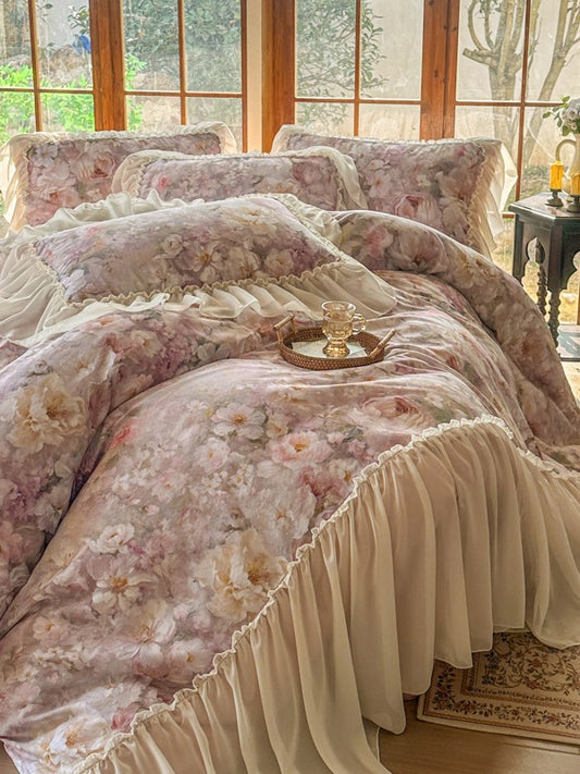 Maison Ruffle Printed Cotton Muslin Duvet Cover original reference image 5