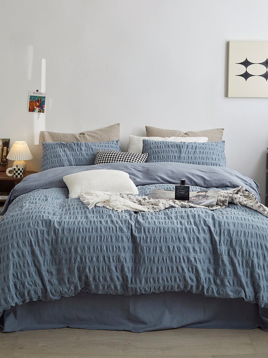 Mist Blue Cotton Seersucker Comforter original reference image 1