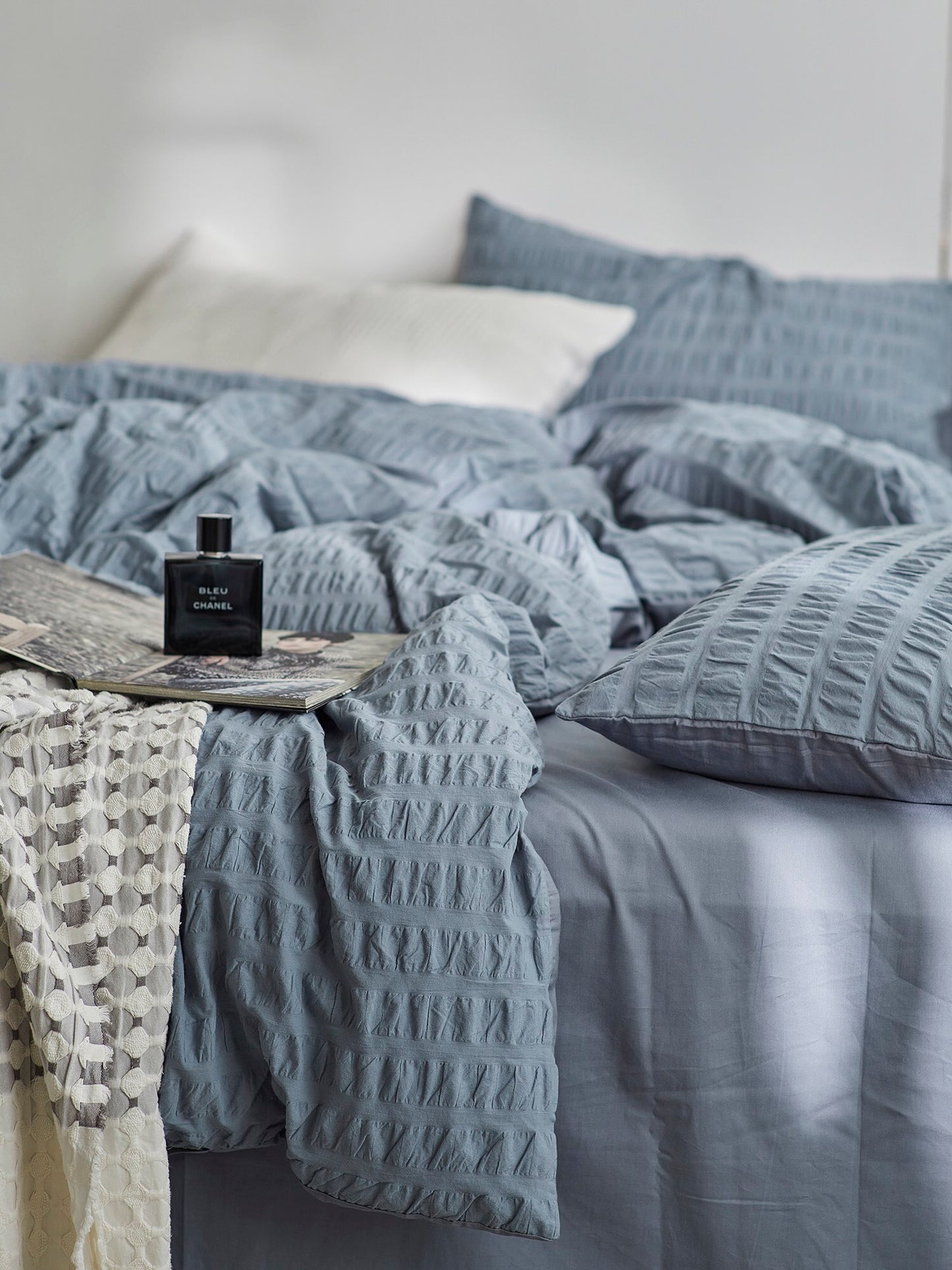 Mist Blue Cotton Seersucker Comforter original reference image 5