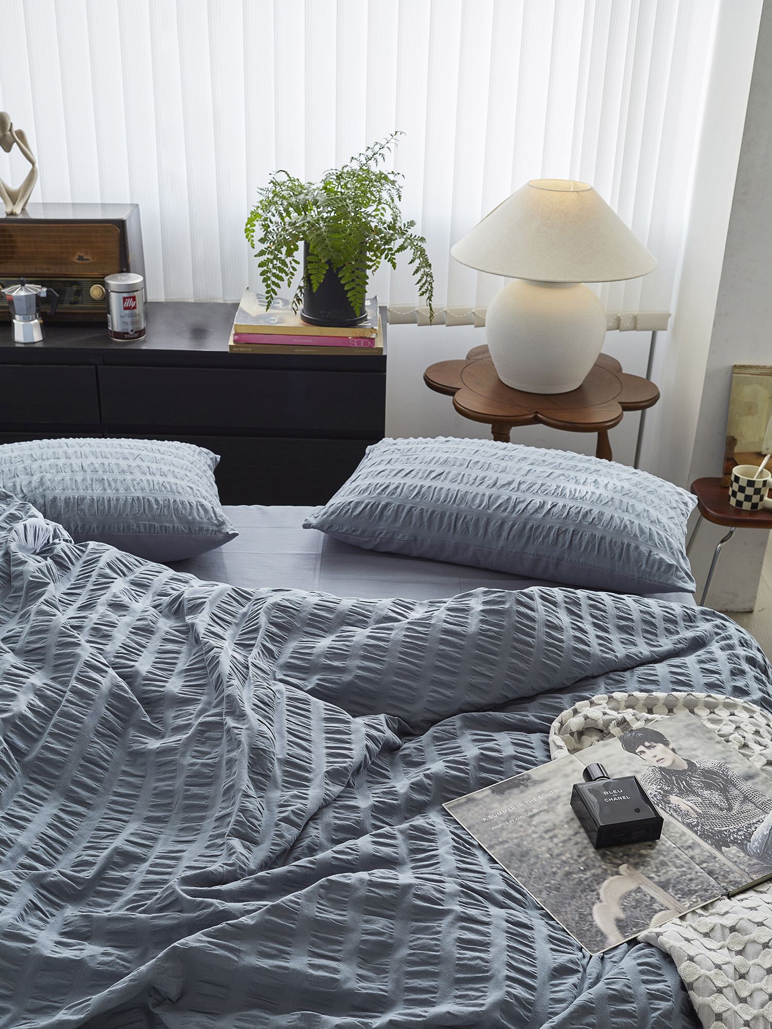 Mist Blue Cotton Seersucker Comforter original reference image 7