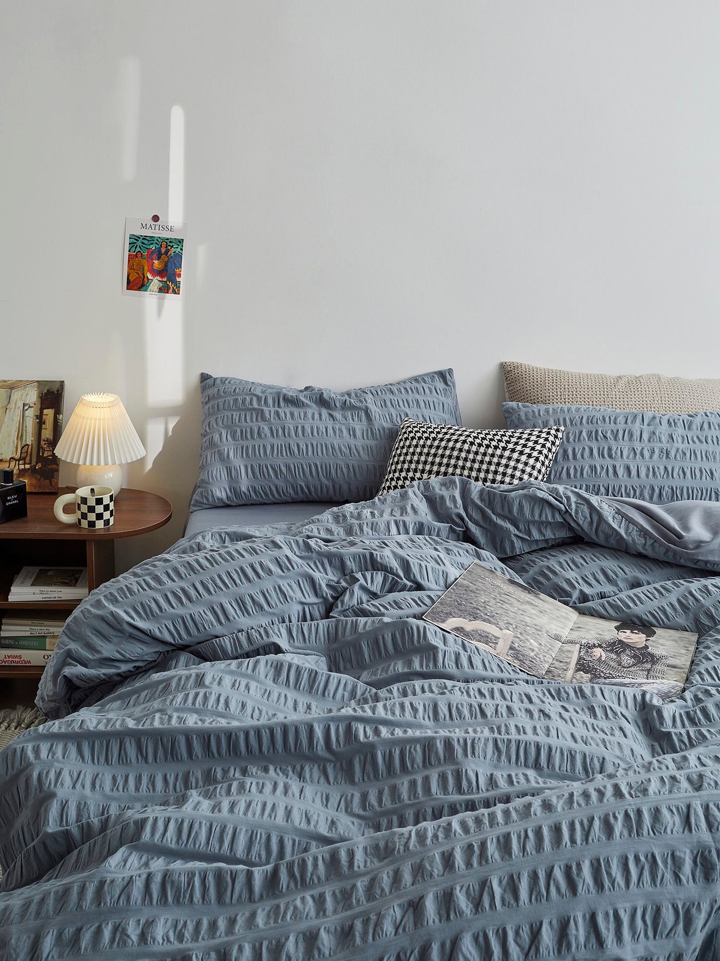 Mist Blue Cotton Seersucker Comforter original reference image 8