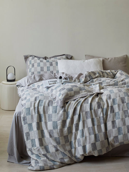 Mist Loft Check Cotton Jacquard Comforter original reference image 2