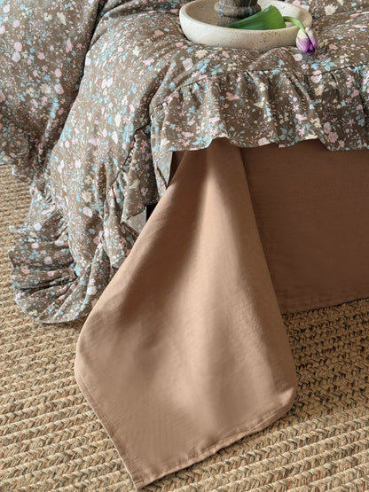 Mocha Meadow Floral Ruffle Cotton Double Gauze Comforter original reference image 9