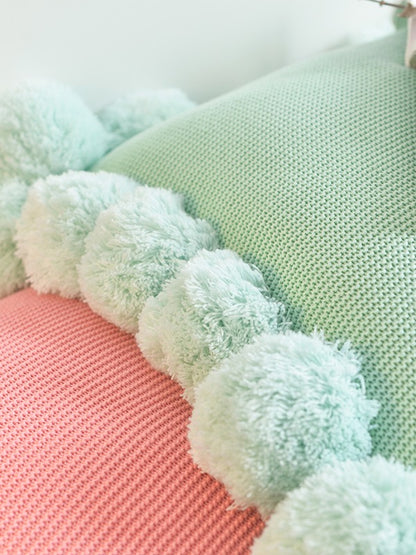 Pom Cloud Cotton Throw Pillow original reference image 5