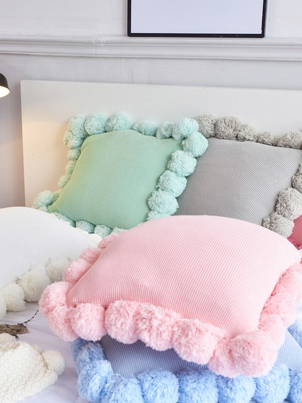 Pom Cloud Cotton Throw Pillow original reference image 12