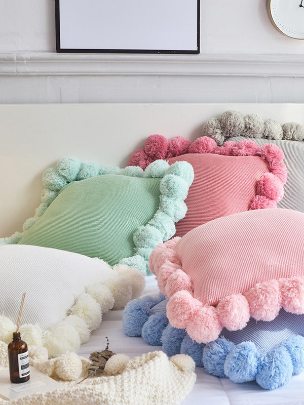 Pom Cloud Cotton Throw Pillow original reference image 15