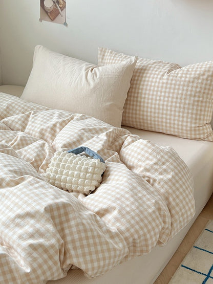 Porto Mixed Gingham Washed Cotton Duvet Cover original reference image 3