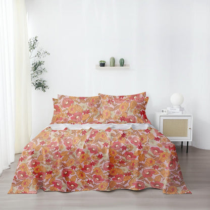 Wholesale Fall Autumn Floral Printing Bed Sheet Set Microfiber Bedding Set