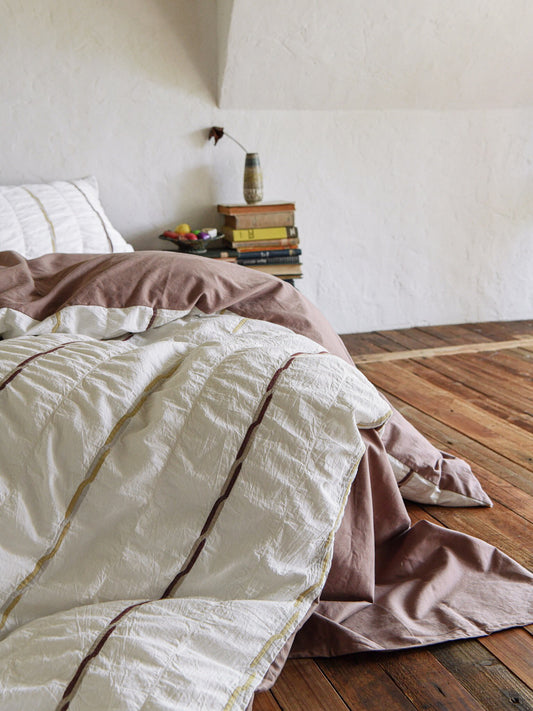 Rosewood Grid Jacquard Cotton Comforter Set original reference image 1