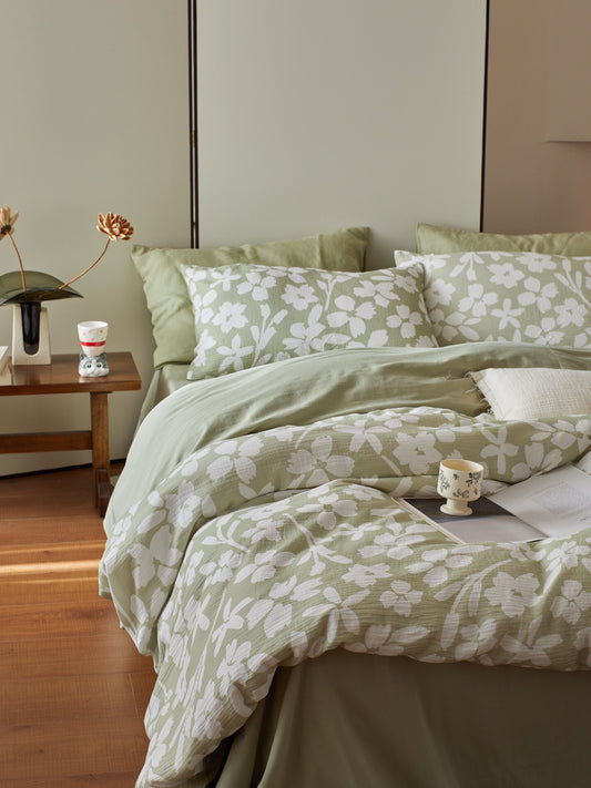 Sage Blossom Cotton Muslin Jacquard Comforter original reference image 1