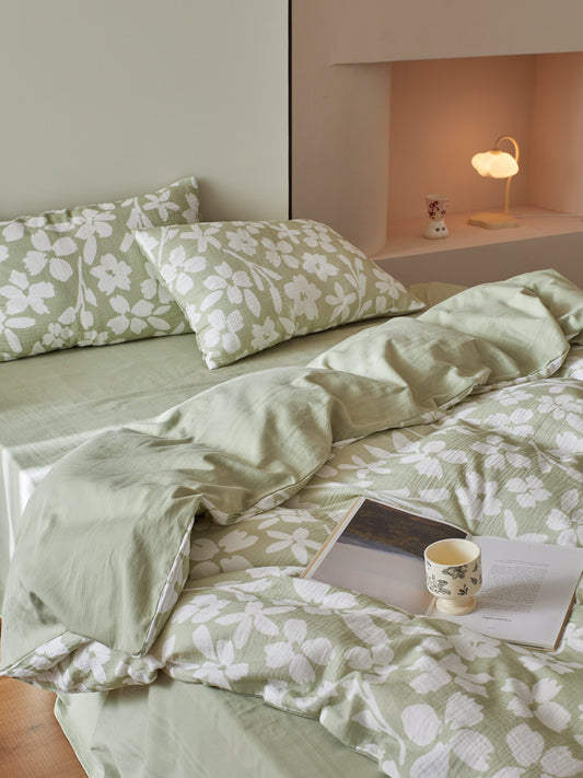 Sage Blossom Cotton Muslin Jacquard Comforter original reference image 2