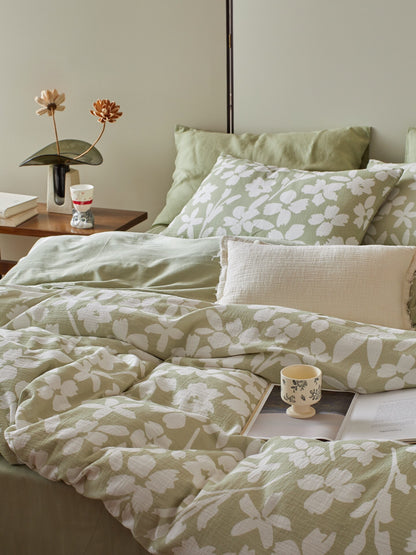 Sage Blossom Cotton Muslin Jacquard Comforter original reference image 8