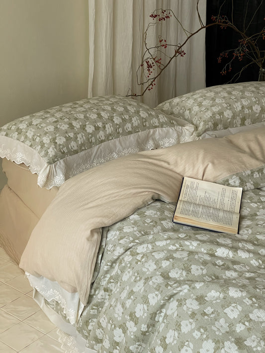 Sage Blossom Lace Duvet Cover original reference image 2