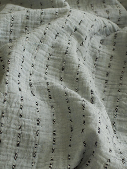 Sage Charcoal Ruffle Stripe Cotton Muslin Comforter original reference image 6
