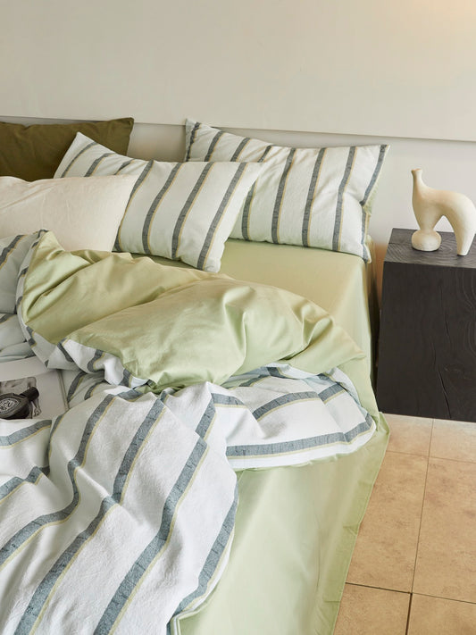 Sage Harbor Stripe Washed Cotton Duvet Cover original reference image 2