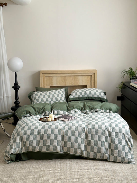 Sage Loft Check Cotton Jacquard Comforter original reference image 1