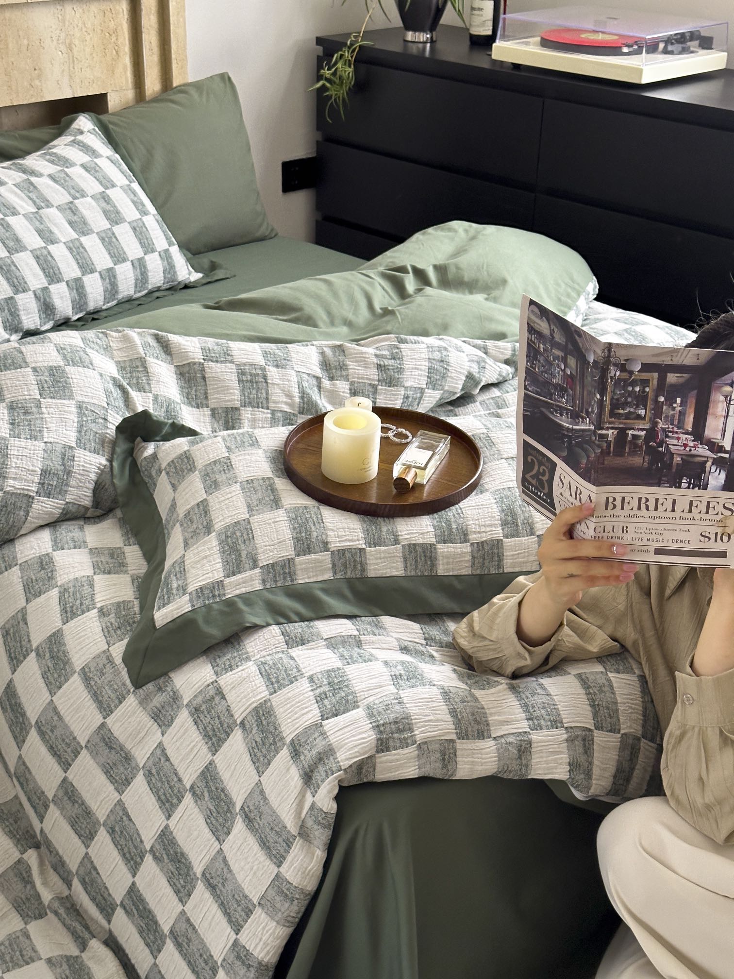 Sage Loft Check Cotton Jacquard Comforter original reference image 4