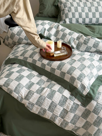Sage Loft Check Cotton Jacquard Comforter original reference image 5