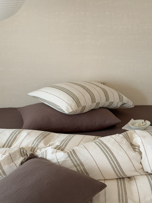 Sage Meadow Stripe Cotton Muslin Comforter original reference image 2