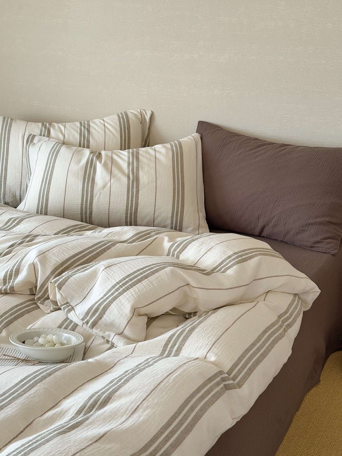Sage Meadow Stripe Cotton Muslin Comforter original reference image 3