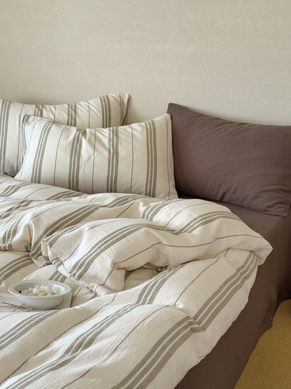 Sage Meadow Stripe Cotton Muslin Comforter original reference image 3