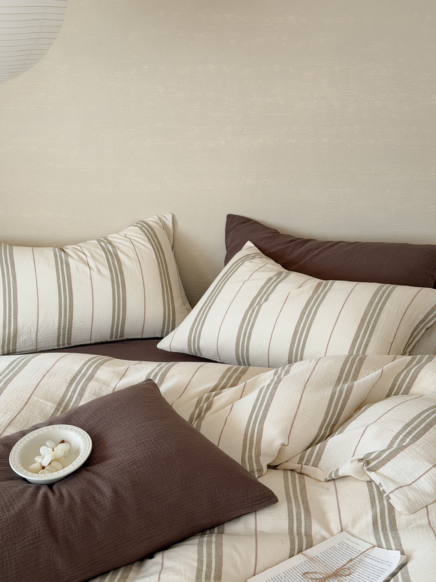 Sage Meadow Stripe Cotton Muslin Comforter original reference image 5