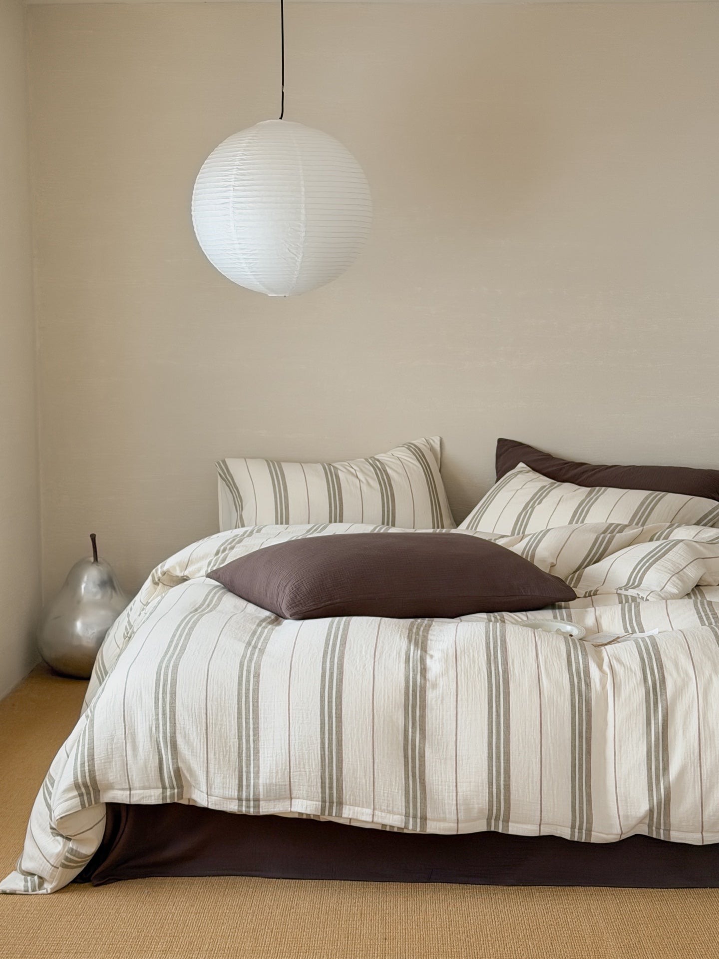 Sage Meadow Stripe Cotton Muslin Comforter original reference image 6