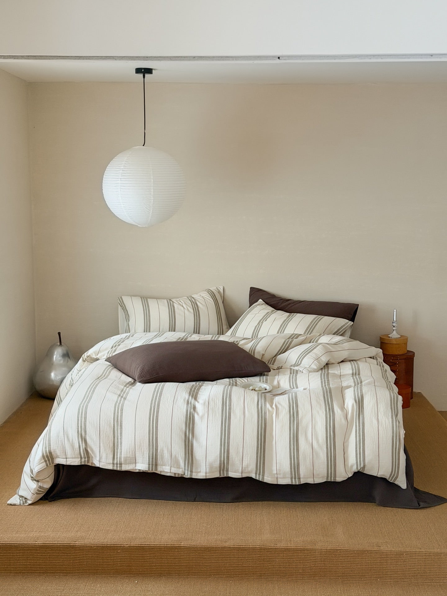 Sage Meadow Stripe Cotton Muslin Comforter original reference image 7