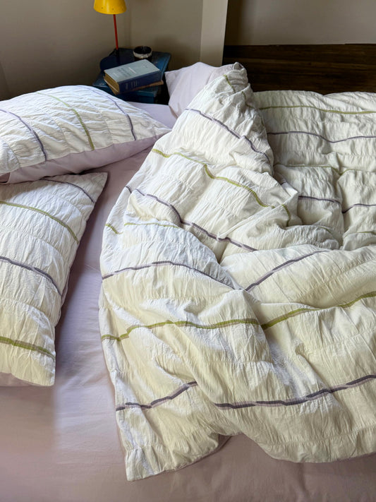 Sage Mist Grid Jacquard Cotton Comforter original reference image 1