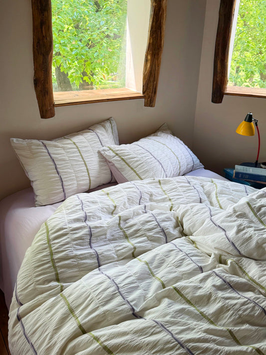 Sage Mist Grid Jacquard Cotton Comforter original reference image 2