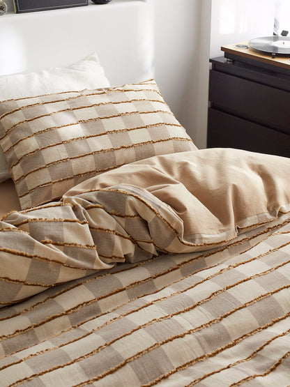 Sandstone Fringe Check Cotton Clipped Jacquard Comforter original reference image 6