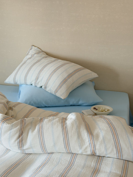 Seabreeze Stripe Cotton Muslin Comforter original reference image 1