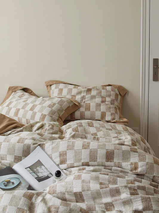 Stone Loft Check Cotton Jacquard Comforter original reference image 2
