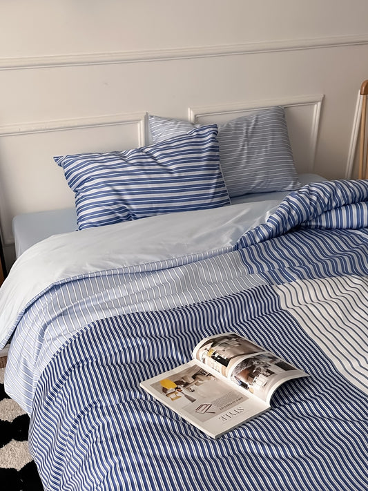 Stripe Current Printed Cotton Sateen Duvet Cover original reference image 1