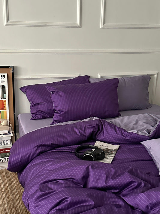 Violet Coordinate Printed Cotton Sateen Duvet Cover original reference image 1