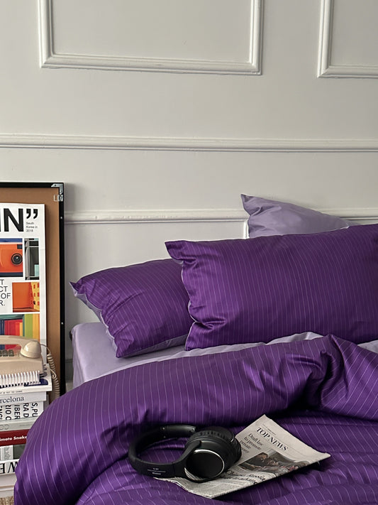 Violet Coordinate Printed Cotton Sateen Duvet Cover original reference image 2