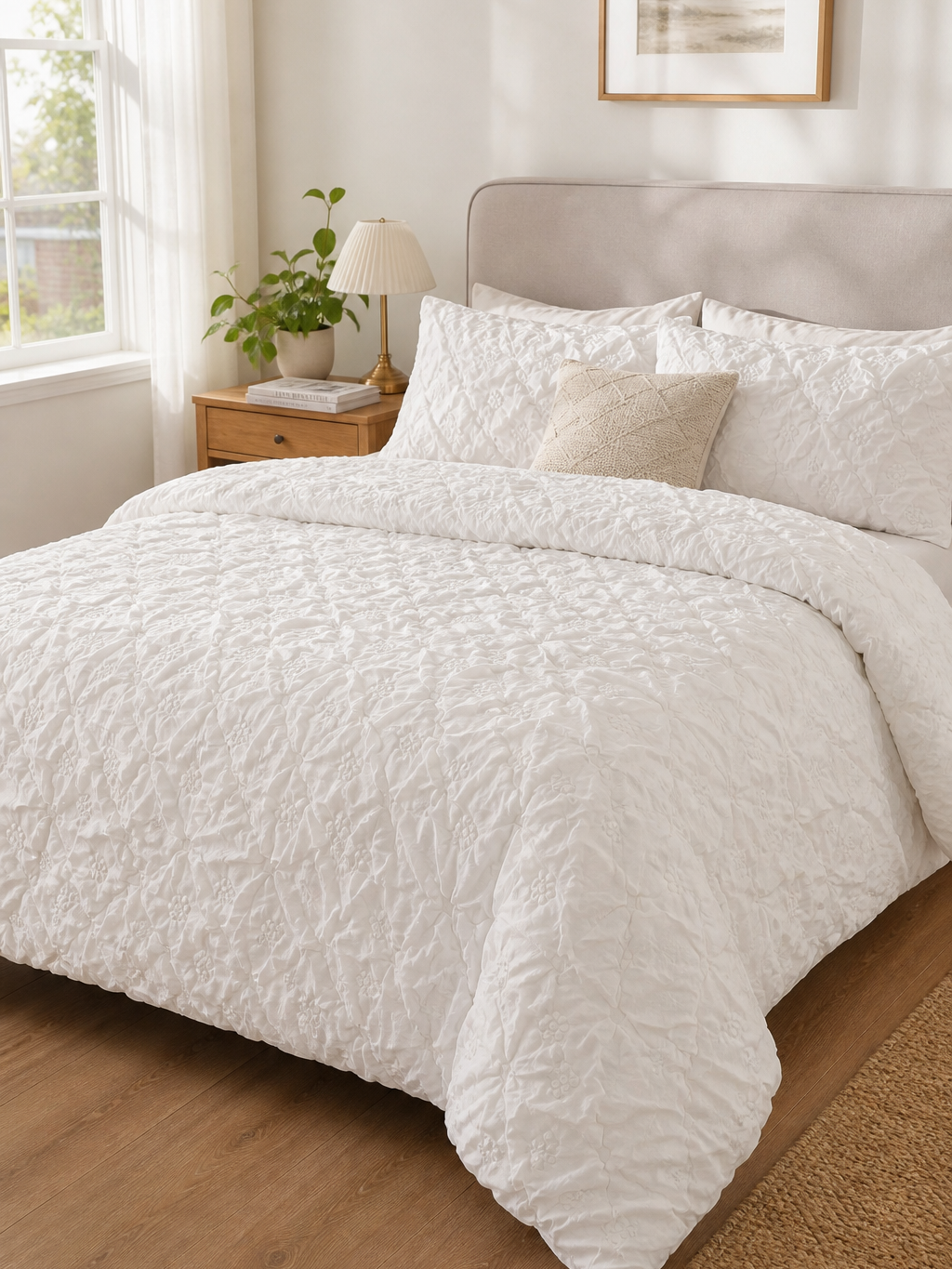 White 3D Floral Duvet Cover lifestyle image
